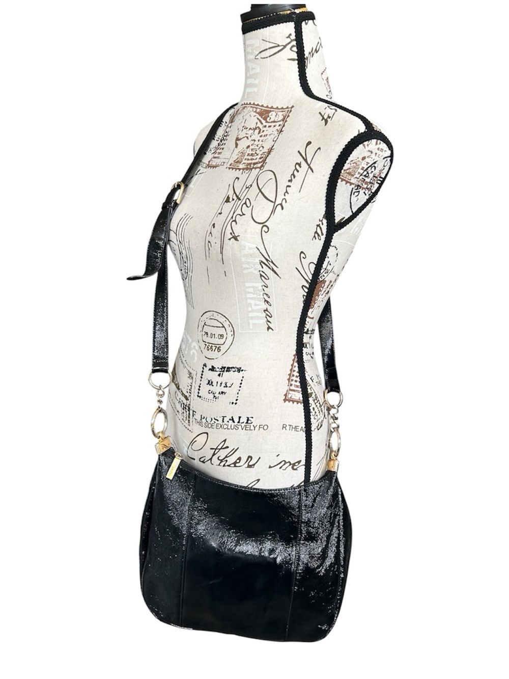 Hobo Glazed Black Leather Crossbody or Shoulder Purse
